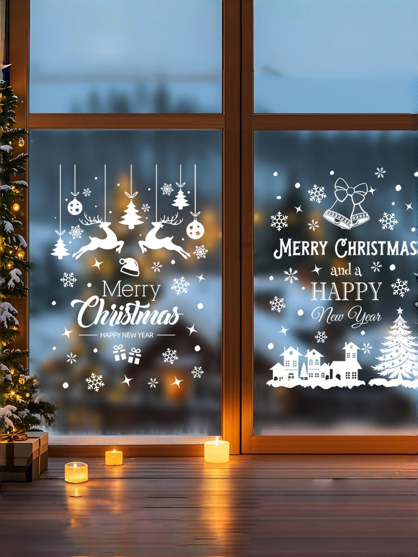Christmas Snowflake Tree Reindeer Window Stickers